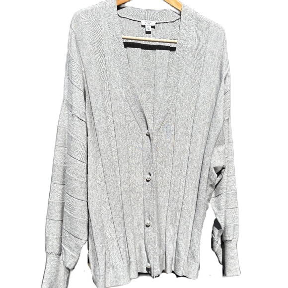 Crown and Ivy cardigan sweater pearl button v-neck gray 2X - Picture 1 of 15